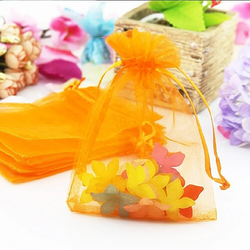 Wewoo Décorations de Fête 100 PCS Organza Gift Bags Emballage Bijoux Sac De Mariage Décoration De De MariageTaille 7x9cm D11 Orange