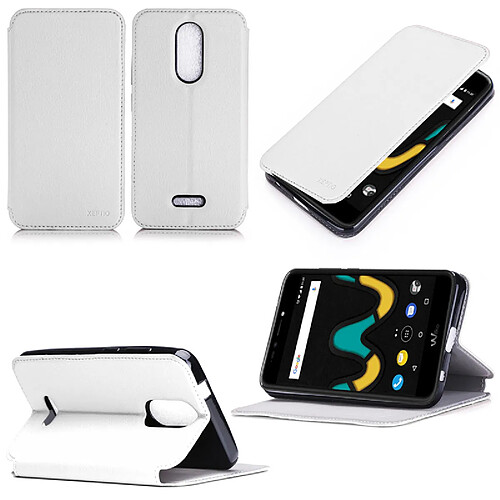 Etui Wiko Upulse LITE 4G blanc luxe Ultra Slim Style Cuir avec stand - Housse Folio Flip Cover coque de protection smartphone Wiko U pulse Lite 5,2 pouces blanche - Accessoires pochette XEPTIO : Exceptional case !