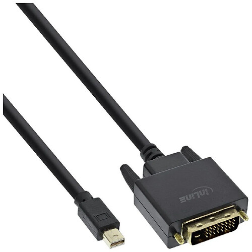 Câble Inline® Mini DisplayPort mâle vers DVI-D 24 + 1 mâle, noir / or, 0,5 m