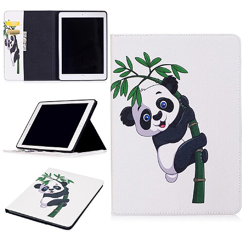 Etui en PU impression motif folio pliable panda grimpant sur le bambou pour votre Apple iPad 9.7 (2017)