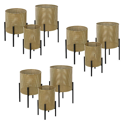 ML-Design Supports à fleurs Set de 9 pots en acier Pot de fleurs Support de plantes Colonn