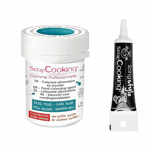 Scrapcooking Colorant alimentaire en poudre bleu foncé 5 g + Stylo glaçage noir