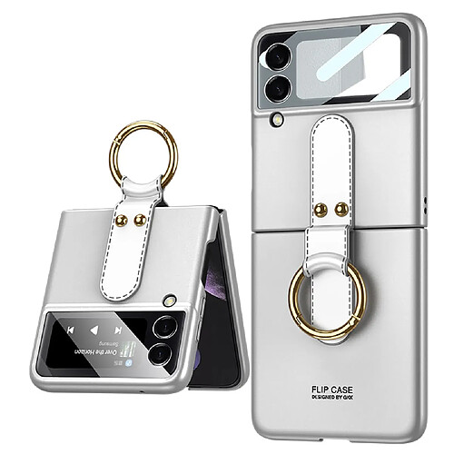 Coque en TPU + PU GKK ultra-mince avec béquille argent pour votre Samsung Galaxy Z Flip3 5G