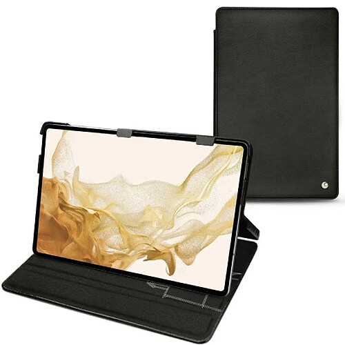 Housse cuir Samsung Galaxy Tab S8 - Rabat horizontal - Negre poudro ( Pantone #111212 ) - NOREVE