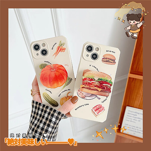 GUPBOO Étui pour iPhone13 Burger Stand Phone Case Idées de citrouille