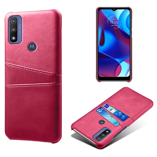 Coque en TPU + PU avec porte-cartes rose pour votre Motorola G Pure