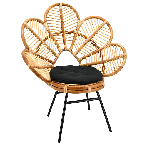 Aubry Gaspard Fauteuil en rotin naturel et métal Bianca.