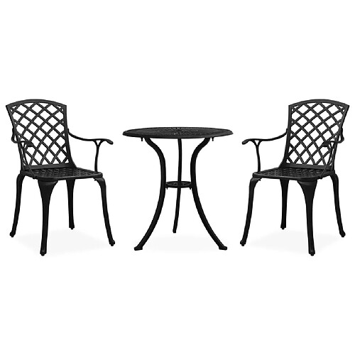 vidaXL Ensemble de bistro 3 pcs Aluminium coulé Noir