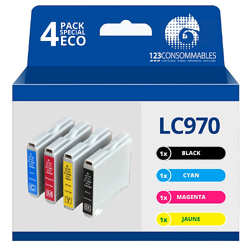 123Consommables Pack compatible BROTHER LC970, 4 cartouches