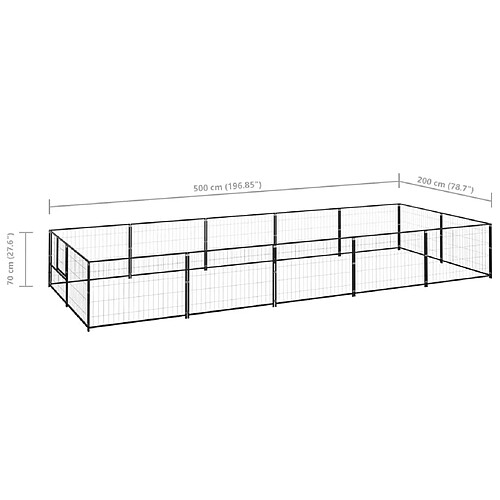 Helloshop26 Chenil extérieur cage enclos parc animaux chien noir 10 m² acier 02_0000485