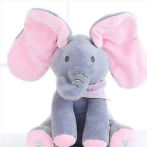 Universal Elephant Electric Plux Toy - Oreilles Move Music Baby AnimalGrey Pink