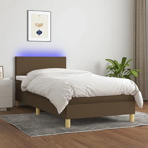 Sommier à lattes,Cadre à lattes de lit et matelas et LED pour Adulte Marron foncé 90x190cm -MN89682