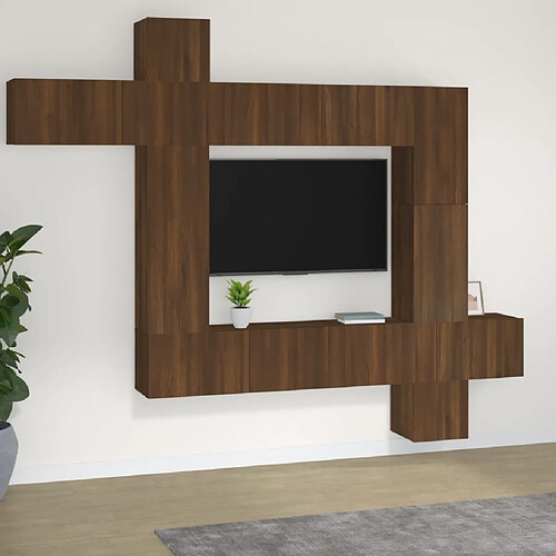 vidaXL Ensemble de meubles TV 9 pcs Chêne marron Bois d'ingénierie