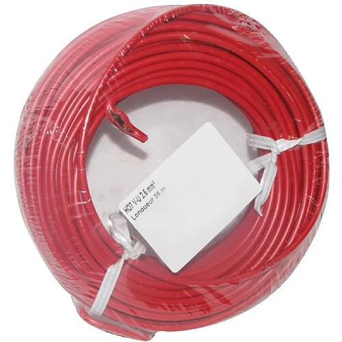 Câble d’installation H07V-U rouge 25m avec isolant en PVC - FILS & CÂBLES - 60101028A