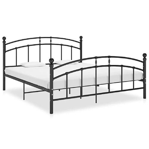 vidaXL Cadre de lit avec tête de lit sans matelas noir 160x200cm métal