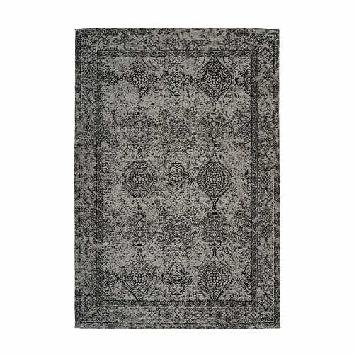 Paris Prix Tapis Vintage à Poils Courts Iglesia Gris & Noir 120 x 170 cm