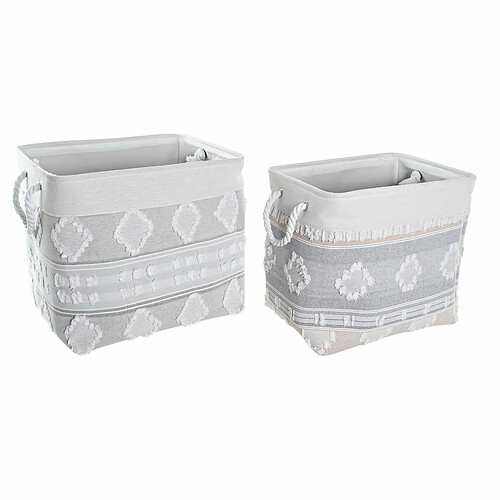 Set de basket DKD Home Decor Gris Coton (45 x 35 x 40 cm) (2 Pièces)