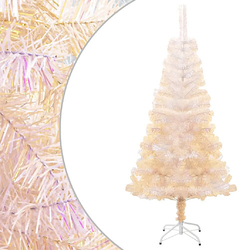 vidaXL Sapin de Noël artificiel pointes iridescentes Blanc 150 cm PVC