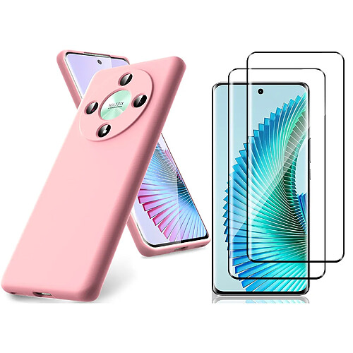 Coque Pour Honor Magic 6 Lite 5G Silicone Rose + 2 Verres Trempes Little Boutik©