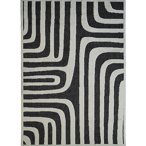 Thedecofactory NEW AGE OPTIQUE - Tapis d'extérieur et intérieur en relief anthracite 160x220