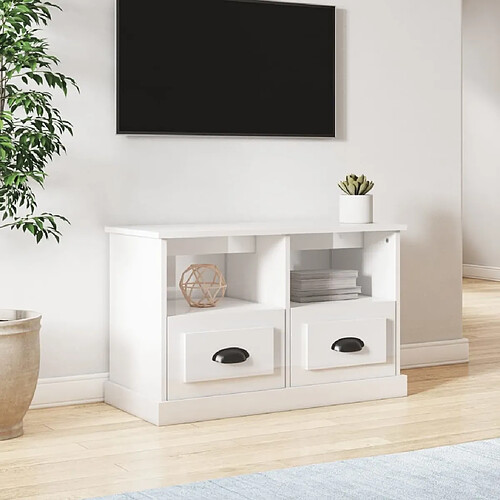 Maison Chic Meuble TV scandinave - Banc TV pour salon blanc brillant 80x35x50 cm bois d'ingénierie -MN47922