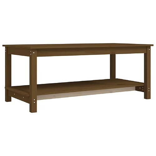 ComfortXL Table Basse Marron Miel 110x55x45 Cm Bois Massif De Pin