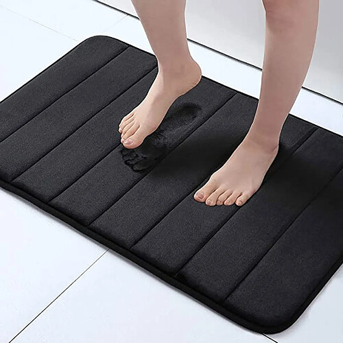 LUUCOZK Tapis de bain antidérapants absorbants à séchage rapide pour salle de bain - Noir-50x80CM