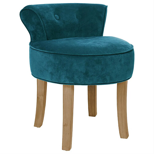 Atmosphera, Createur D'Interieur Tabouret bas Firmin effet velours Charme Bleu canard - Atmosphera