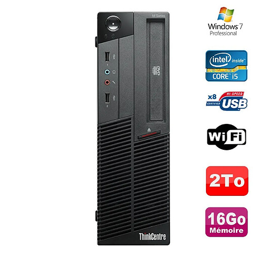 PC Lenovo Thinkcentre M90P 5864 Core i5-650 3.2GHz 16Go 2000Go Graveur WIFI W7 · Occasion