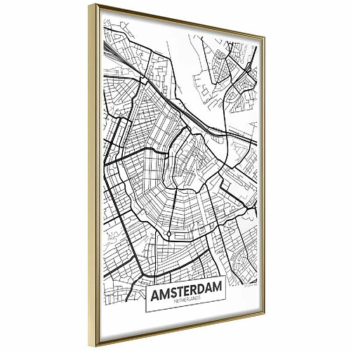 Paris Prix Affiche Murale Encadrée City map Amsterdam 30 x 45 cm Or