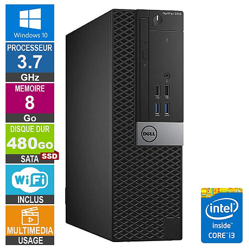 PC Dell Optiplex 5040 SFF i3-6100 3.70GHz 8Go/480Go SSD Wifi W10 · Reconditionné