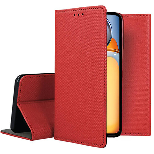 Htdmobiles Housse pour Xiaomi Redmi 13C / Poco C65 / Poco M6 5G - etui coque pochette portefeuille + verre trempe - ROUGE MAGNET