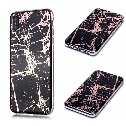 Coque en TPU motif marbre or rose imd noir pour votre Apple iPhone XS/X 5.8 pouces