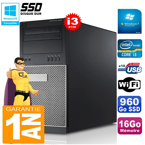 PC Tour DELL 9020 Core I3-4130 Ram 16Go Disque 960 Go SSD Graveur DVD Wifi W7 · Occasion