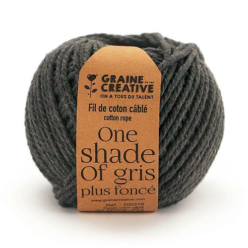 Graines Creatives Coton pour macramé ø 2,5 mm x 80 m - gris anthracite