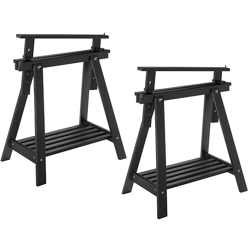 Astigarraga Tréteau architecte en bois peint (Lot de 2) noir.