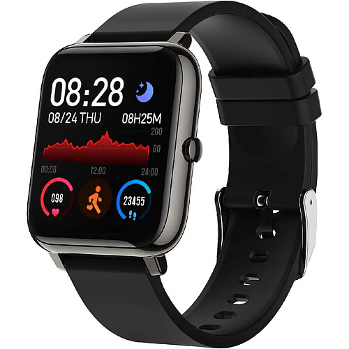 Chrono Montre Connectée Femmes Homme Etanche IP67, Sport GPS Cardio Fitness Tracker d'Activité Podometre Calories pour Android IOS-Noir