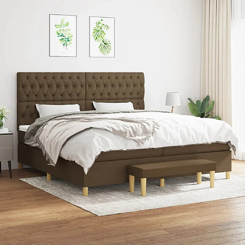 vidaXL Sommier à lattes de lit avec matelas Marron foncé 200x200 cm