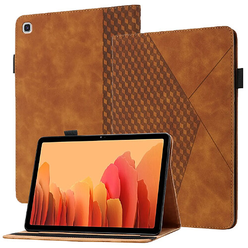 Etui en PU skin touch à motif losange, auto-absorbé, porte-cartes marron pour votre Samsung Galaxy Tab A7 10.4 (2020)