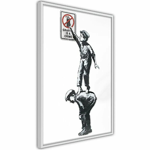 Paris Prix Affiche Murale Encadrée Banksy Graffiti Is a Crime 40 x 60 cm Blanc