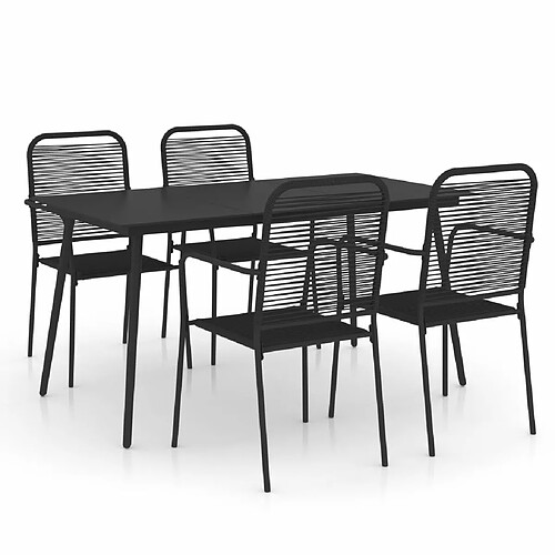 Maison Chic Mobilier à dîner 5 pcs de jardin - Ensemble table et chaises d'extérieur - Salon/Mobilier de jardin classique Corde en coton et acier Noir -MN43168