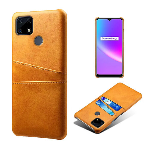 Coque en TPU + PU avec double porte-cartes orange pour votre Realme C25