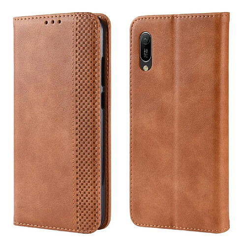 Wewoo Housse Coque Boucle magnétique rétro Crazy Horse Texture en cuir à rabat horizontal pour Huawei Y6 Pro 2019avec support et fentes cartes et cadre photo marron