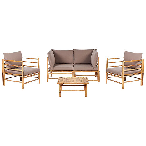 Beliani Set de jardin CERRETO Bambou Taupe