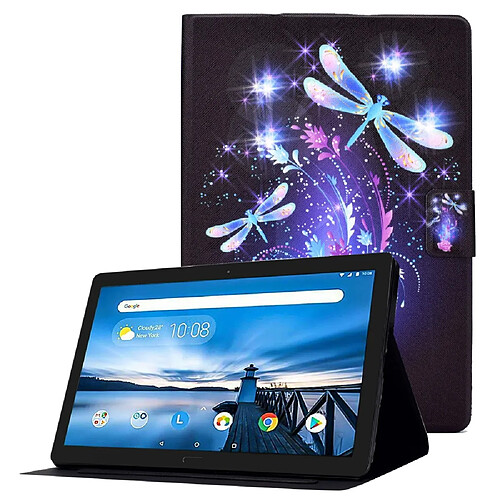 Etui en PU avec support et porte-cartes libellule pour votre Lenovo Tab M10 TB-X605F