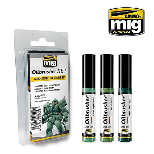 Mig Jimenez Ammo Mig Jimenez Oilbrusher Mechas Green Set