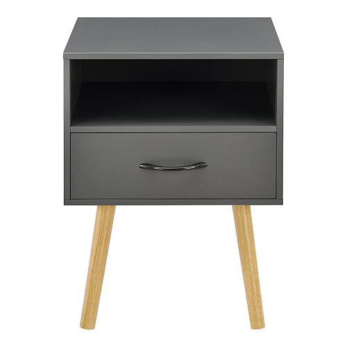 Helloshop26 Table de chevet de nuit commode à tiroir meuble bas avec espace de stockage 57 cm gris foncé 03 0006230