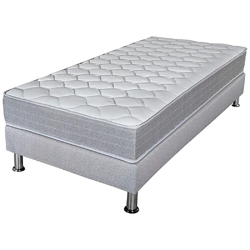 Ebac Matelas Madere + sommier 90x190 SR9 - Gris clair - Soutien ferme - Made in France