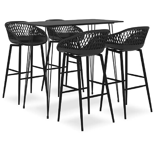 vidaXL Ensemble de bar 5 pcs Noir