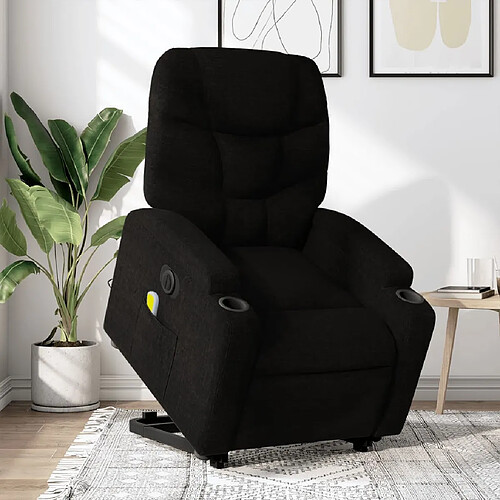 vidaXL Fauteuil inclinable de massage électrique Noir Tissu